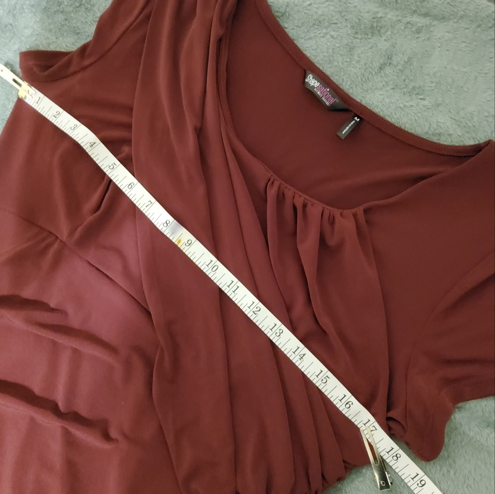 SHAPE SATIONAL ULTIMATE SHAPING BURGUNDY SHORT SLEEVE SIZE M - Picture 5 of 7